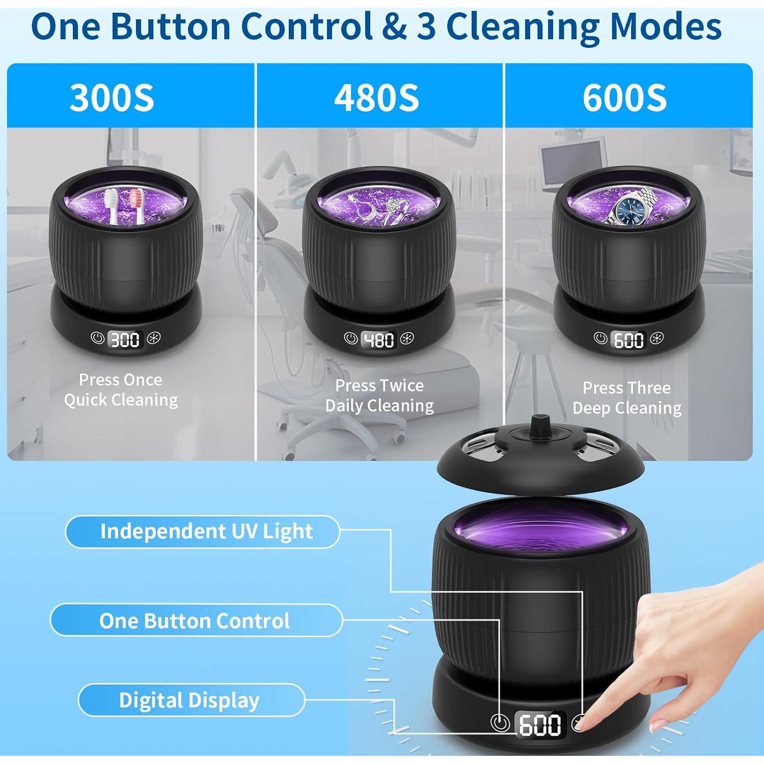 Limpiadora Ultrasónica de Retenedores Morole 4 Modos Negro