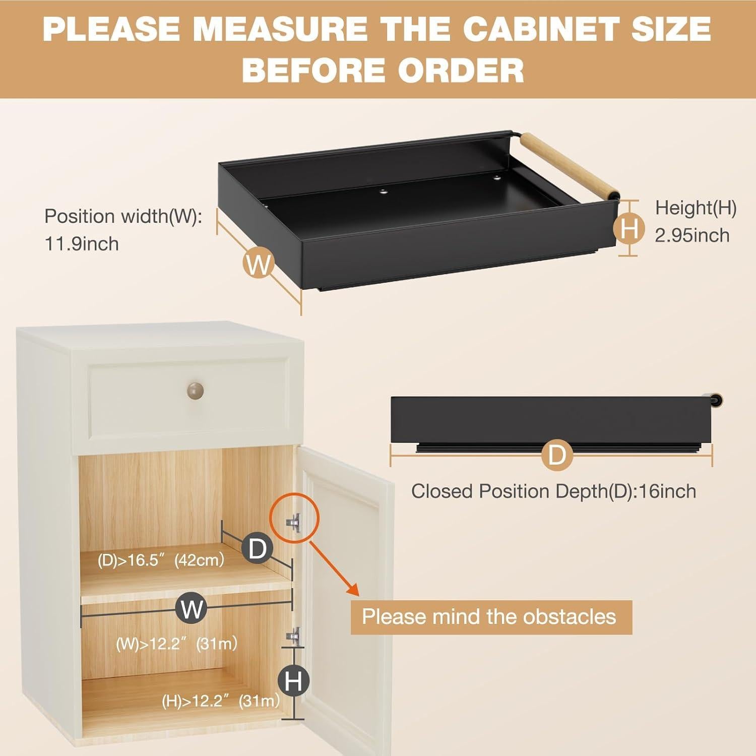 Organizador Extraíble Hocookeper Negro 40.64x30.48 cm para Cocina