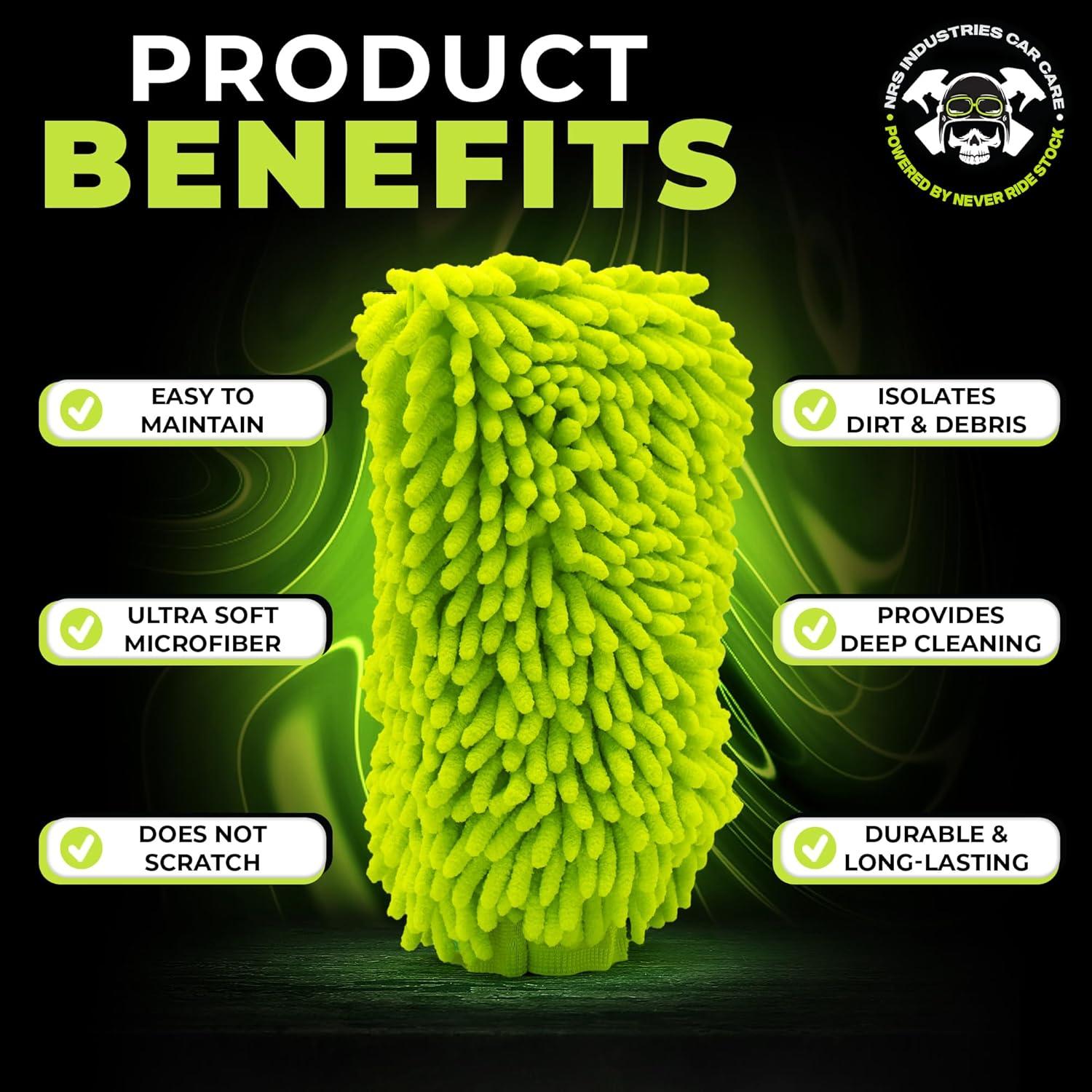 Guante de Lavado de Auto Microfibra NRS Industries Verde