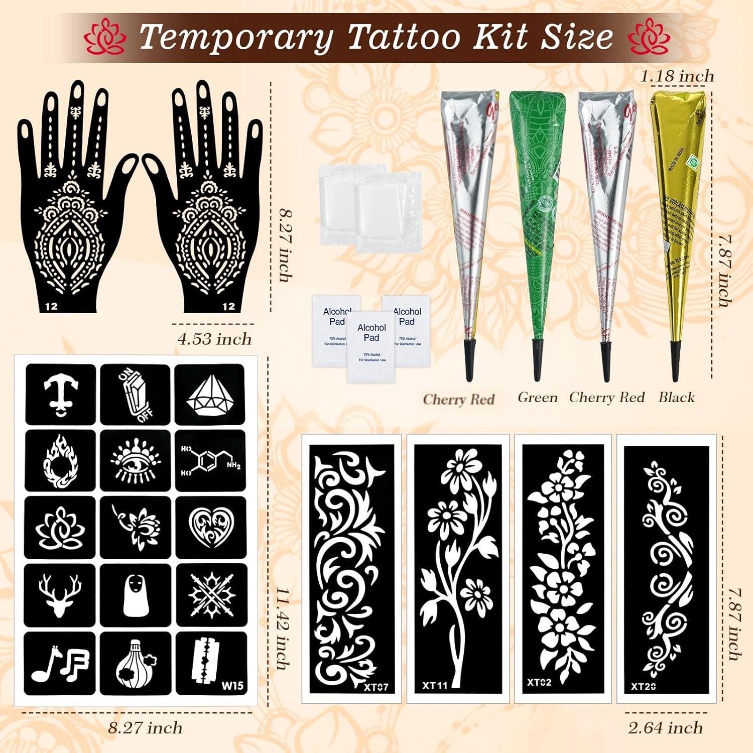 Kit de Tatuajes Temporales ZPTYCHZ - 4 Piezas, Tinta Segura