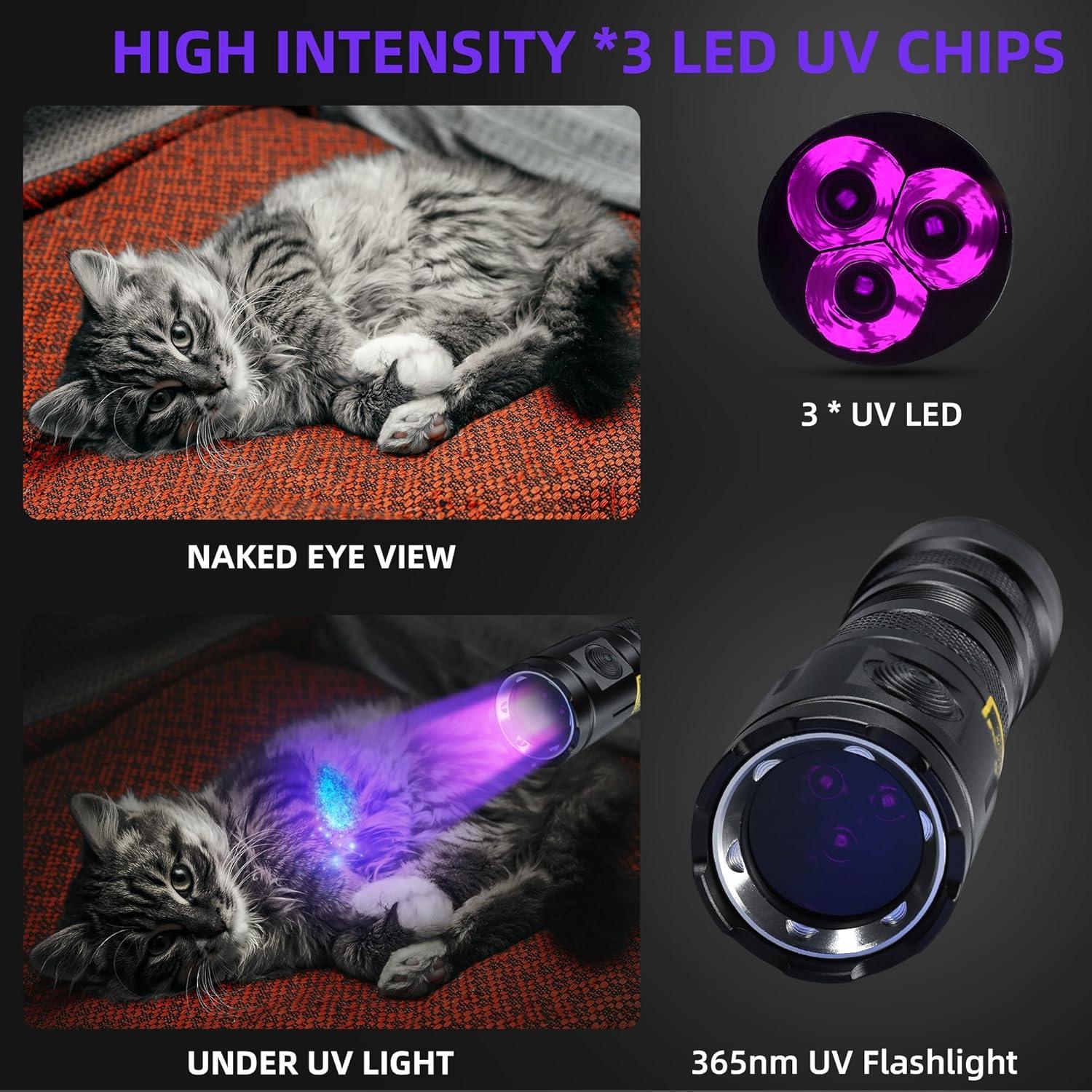 Linterna UV DARKDAWN 365nm Recargable USB-C 20W Mini