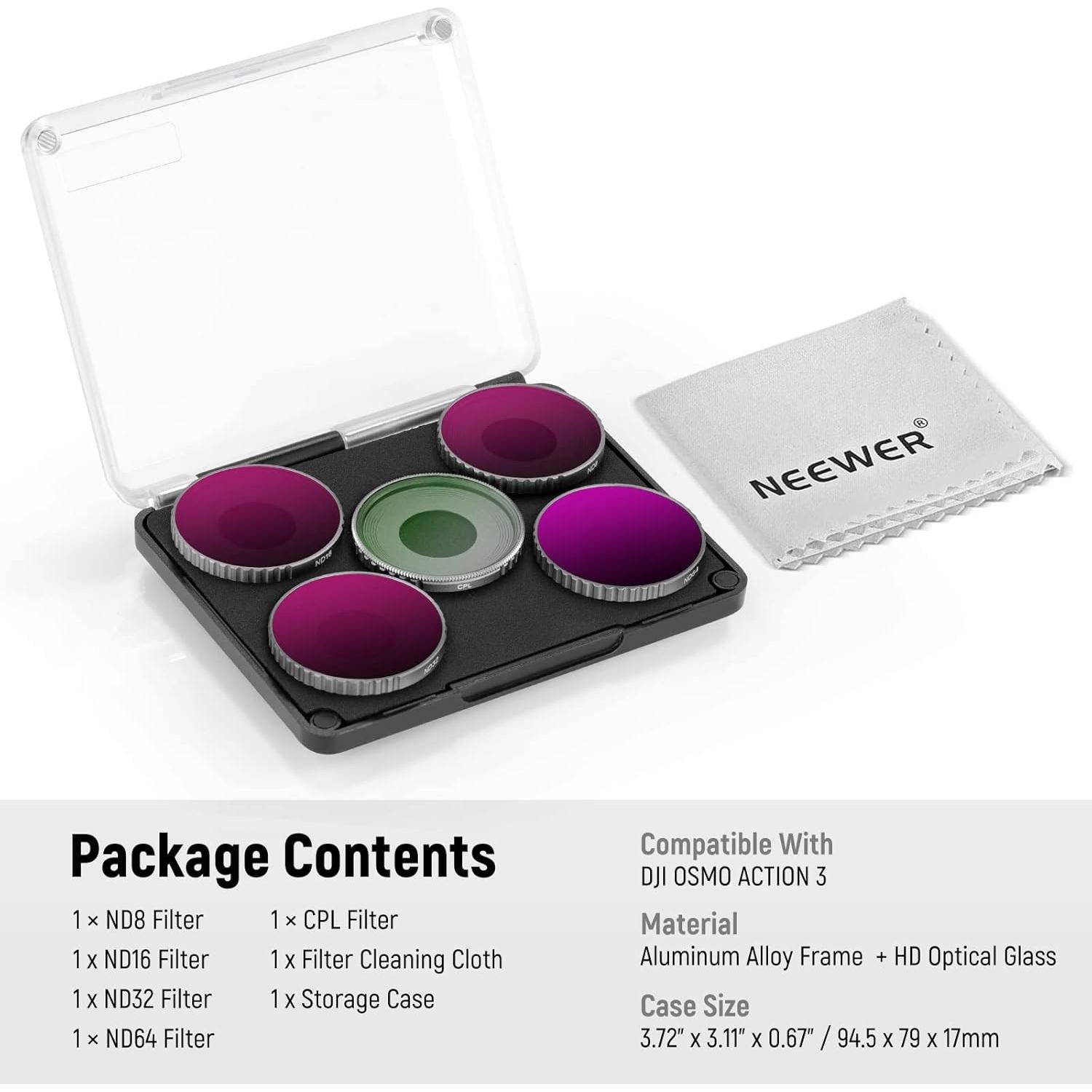 Kit de Filtros ND y CPL NEEWER para DJI Osmo Action 3