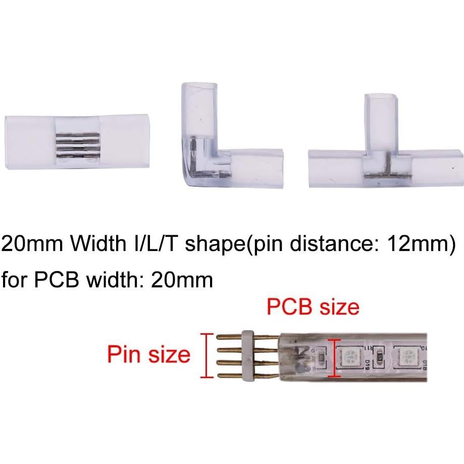 Conectores de Junta LED XUNATA 5 Piezas Tipo L 4 Pines 12mm
