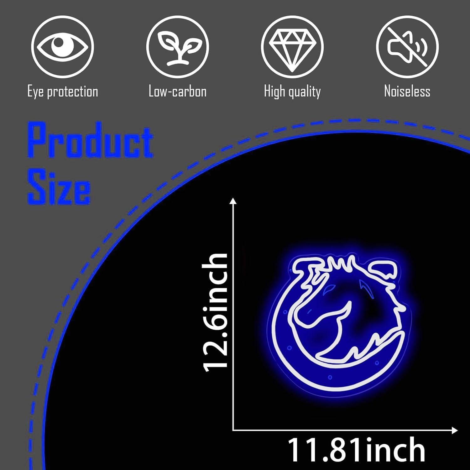 Letrero de Neón LED KODGGHK Caballo de Herradura Azul 30x32cm