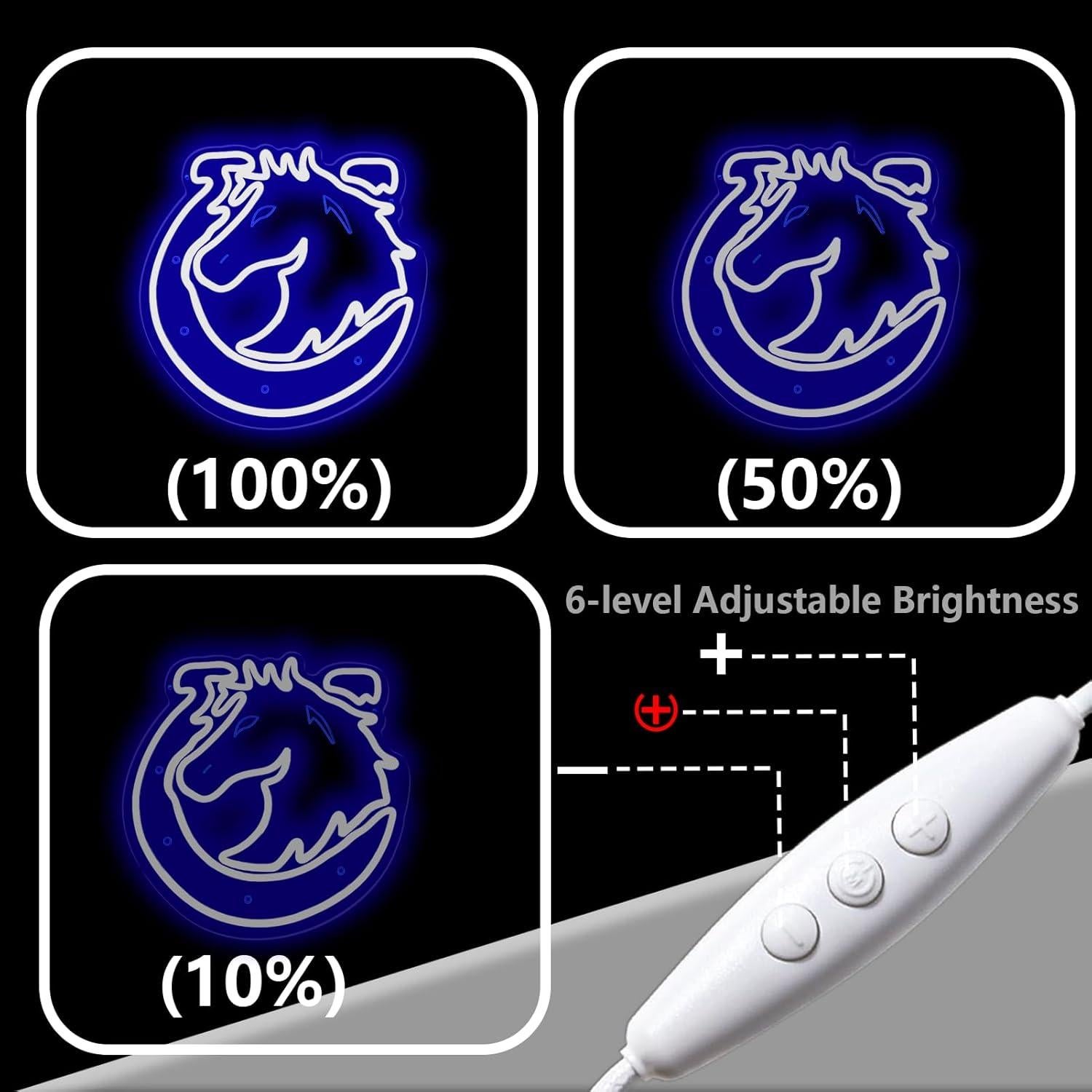 Letrero de Neón LED KODGGHK Caballo de Herradura Azul 30x32cm