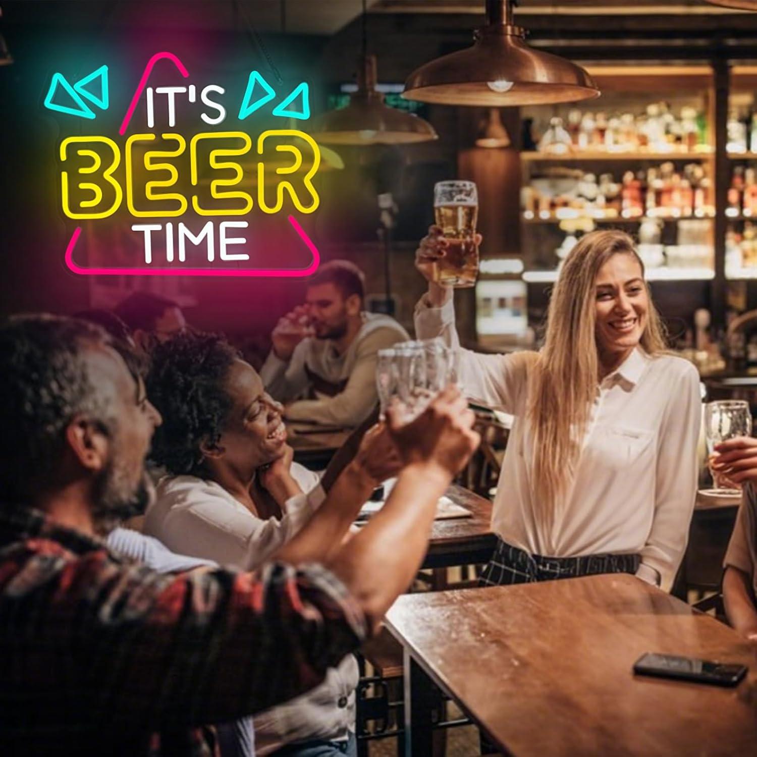 Letrero de Neón Regulable Zoaept 'Es Hora de Cerveza' 41x34cm