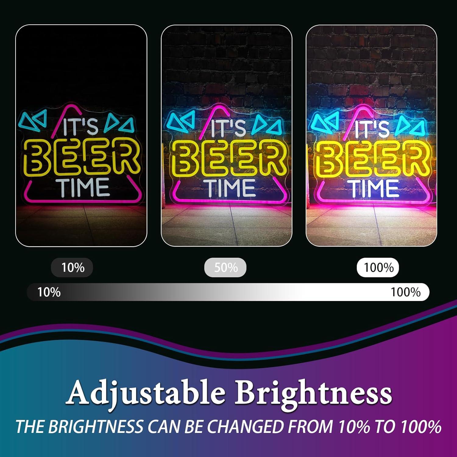 Letrero de Neón Regulable Zoaept 'Es Hora de Cerveza' 41x34cm