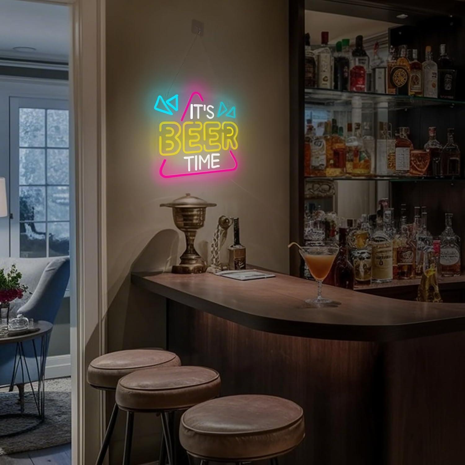 Letrero de Neón Regulable Zoaept 'Es Hora de Cerveza' 41x34cm