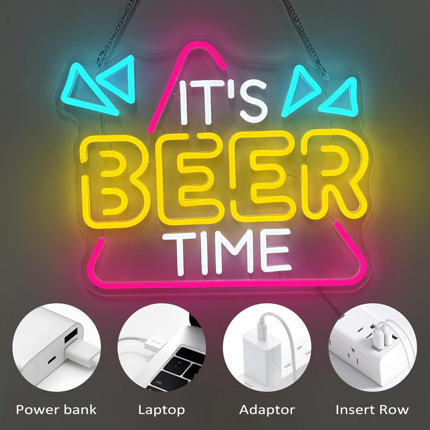 Letrero de Neón Regulable Zoaept 'Es Hora de Cerveza' 41x34cm