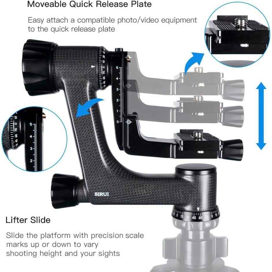 Cabezal de Cardán SIRUI PH-10 de Fibra de Carbono 15kg