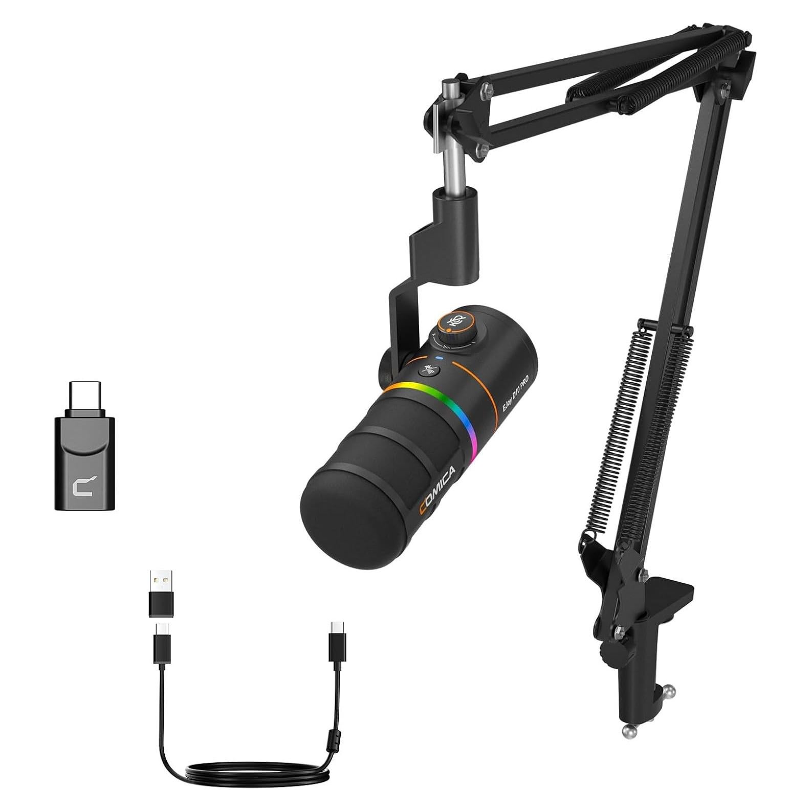 Micrófono Gaming Comica D10 Pro XLR/USB-C con Soporte