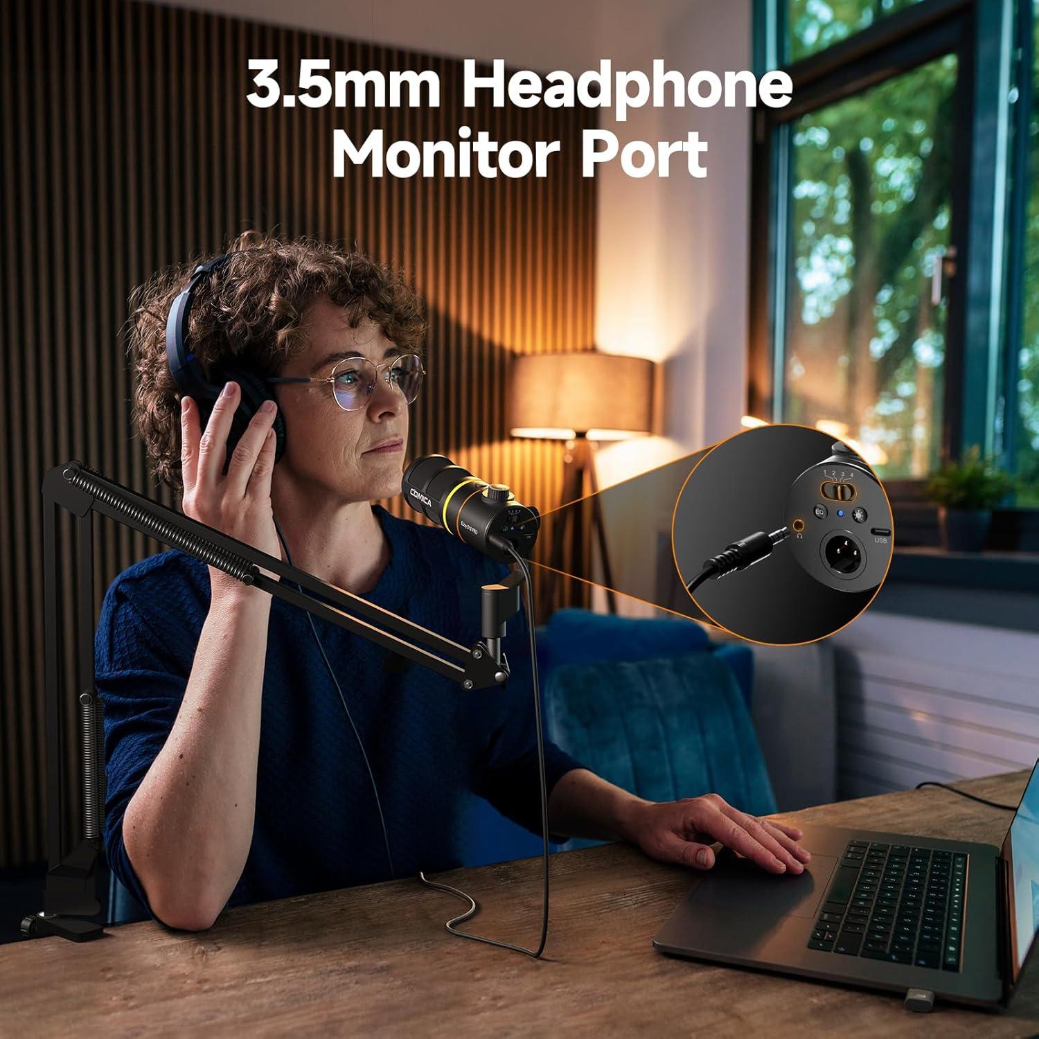 Micrófono Gaming Comica D10 Pro XLR/USB-C con Soporte