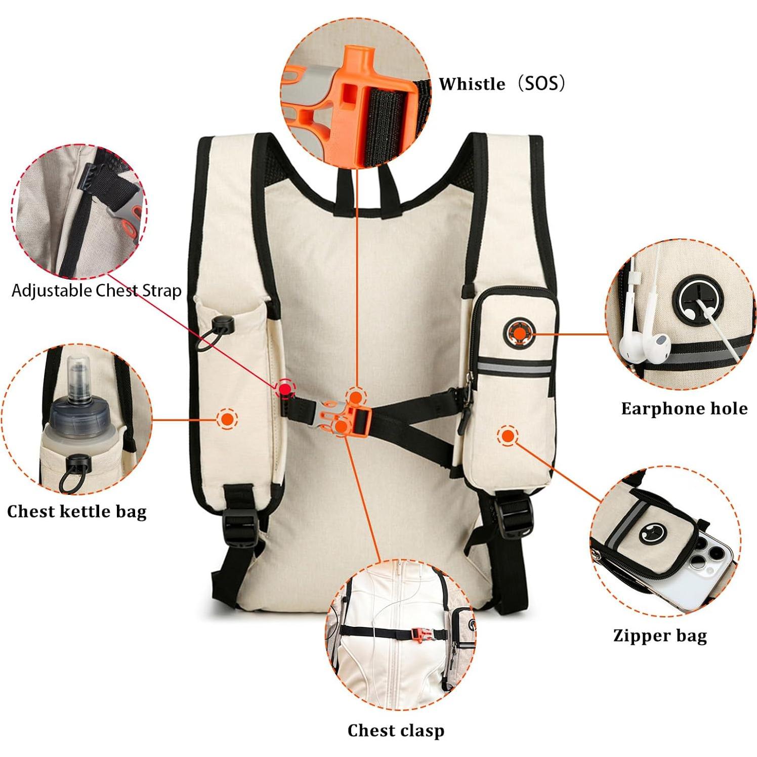 Mochila Plegable Ultraligera 15L Beige para Senderismo y Camping