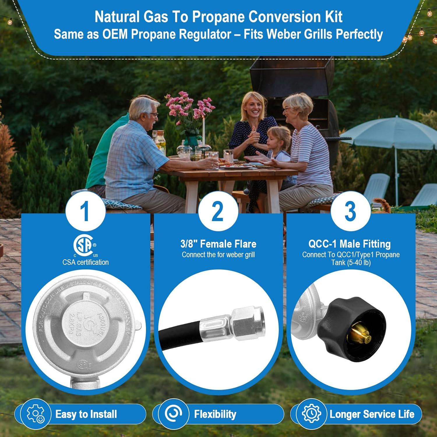 Kit de Conversión Gas Natural a Propano FJXBYWM para Weber