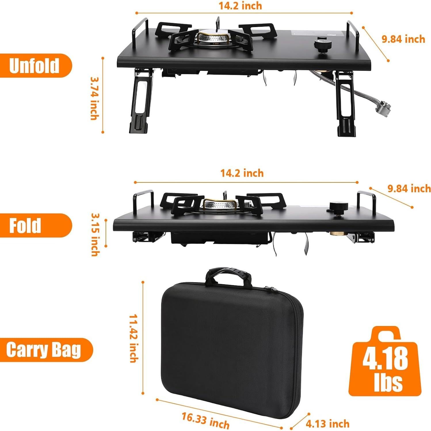 Estufa de Camping IGT Portátil 4000W con Bolsa de Transporte