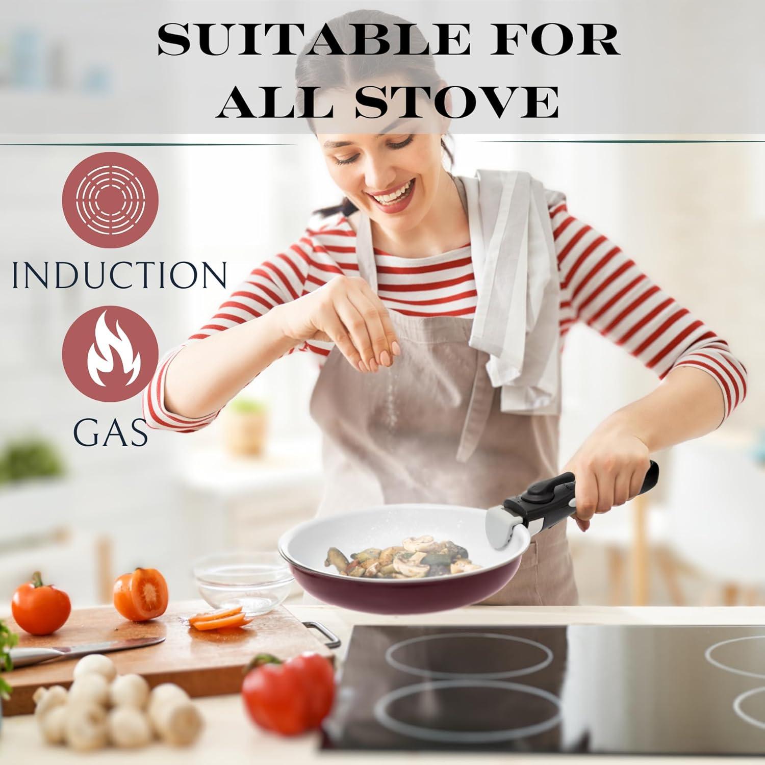 Juego de Ollas y Sartenes Antiadherentes Moss & Stone 5 Pcs