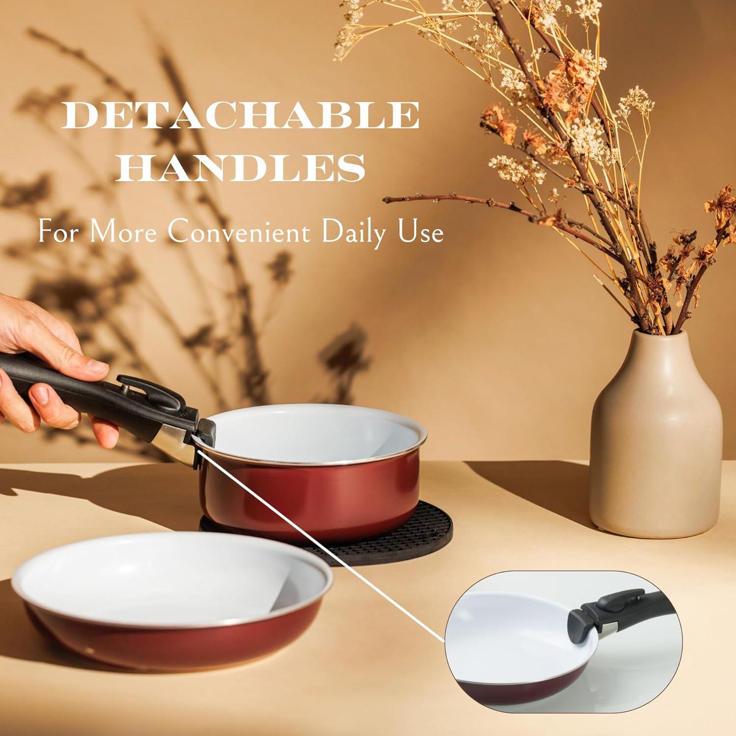 Juego de Ollas y Sartenes Antiadherentes Moss & Stone 5 Pcs