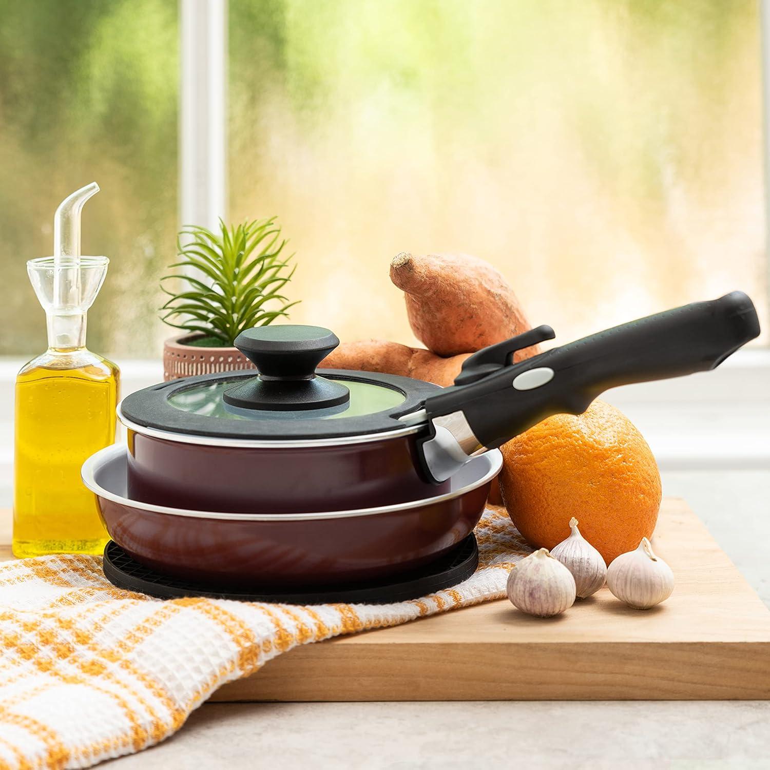 Juego de Ollas y Sartenes Antiadherentes Moss & Stone 5 Pcs