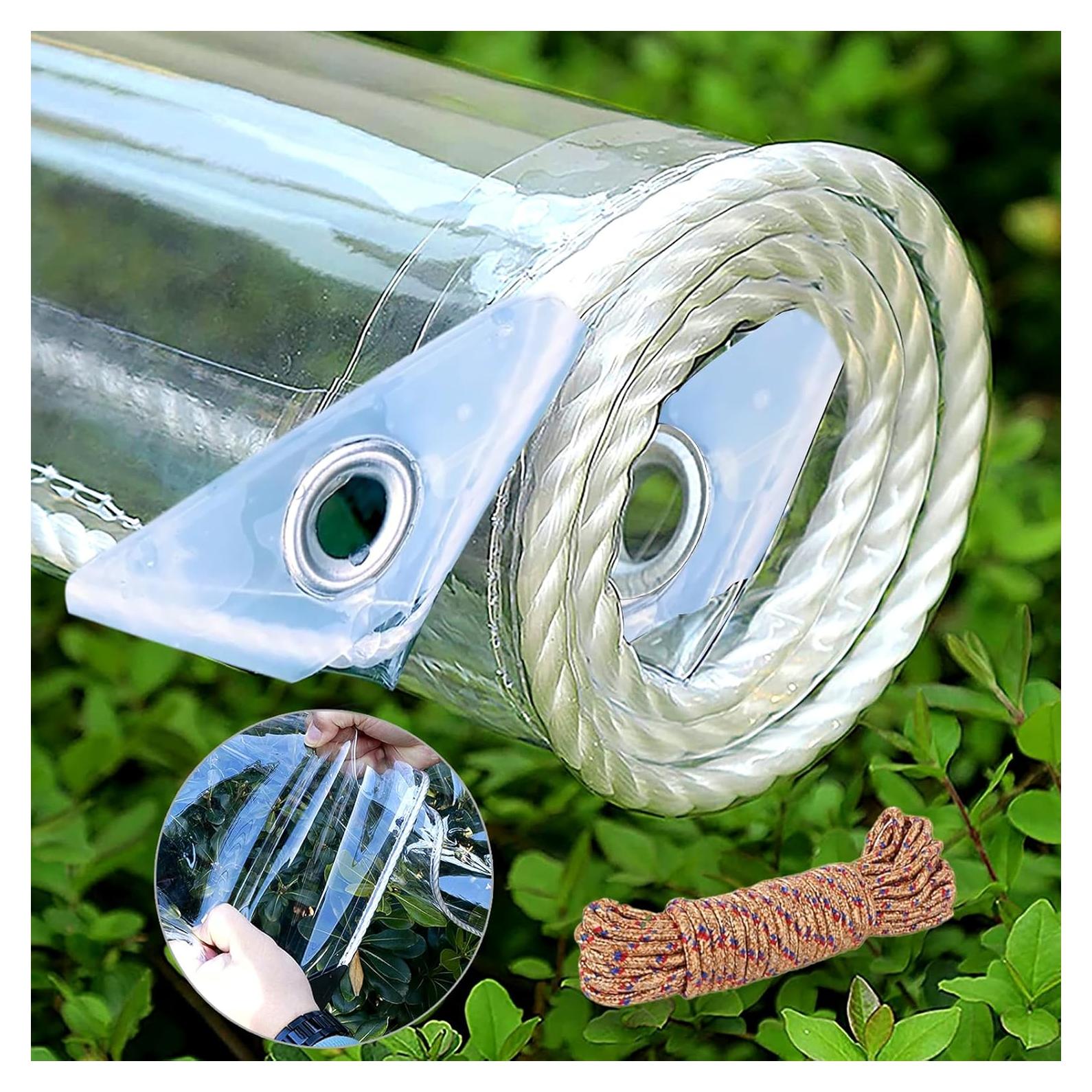 Lona Transparente 0.9x1.8m LC&QS Resistente al Agua 14Mil