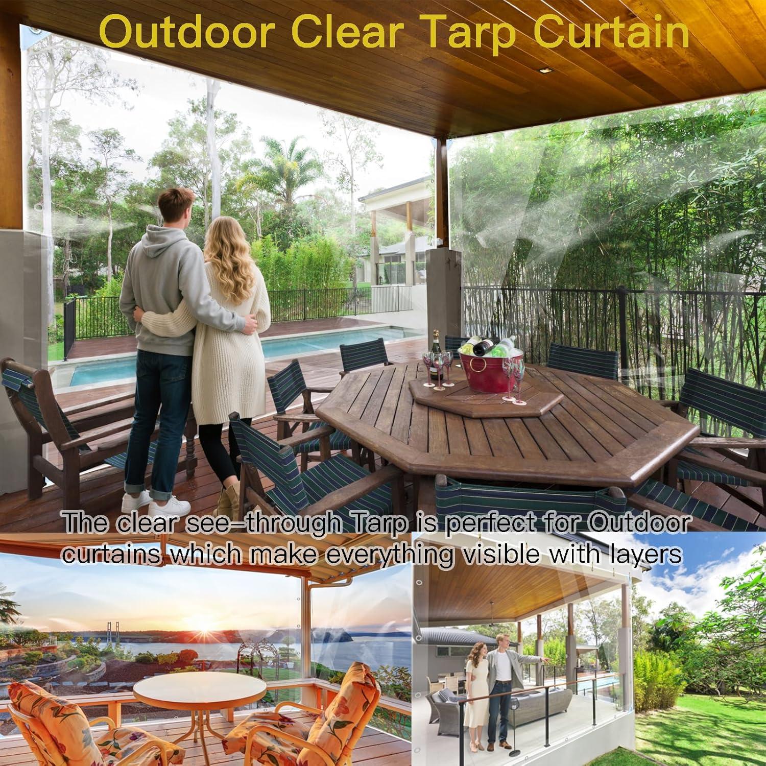 Lona Transparente 0.9x1.8m LC&QS Resistente al Agua 14Mil