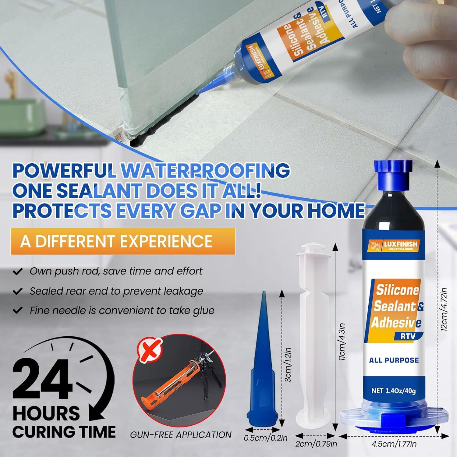 Sellador Adhesivo de Silicona LUXFINISH 100% Impermeable 40g