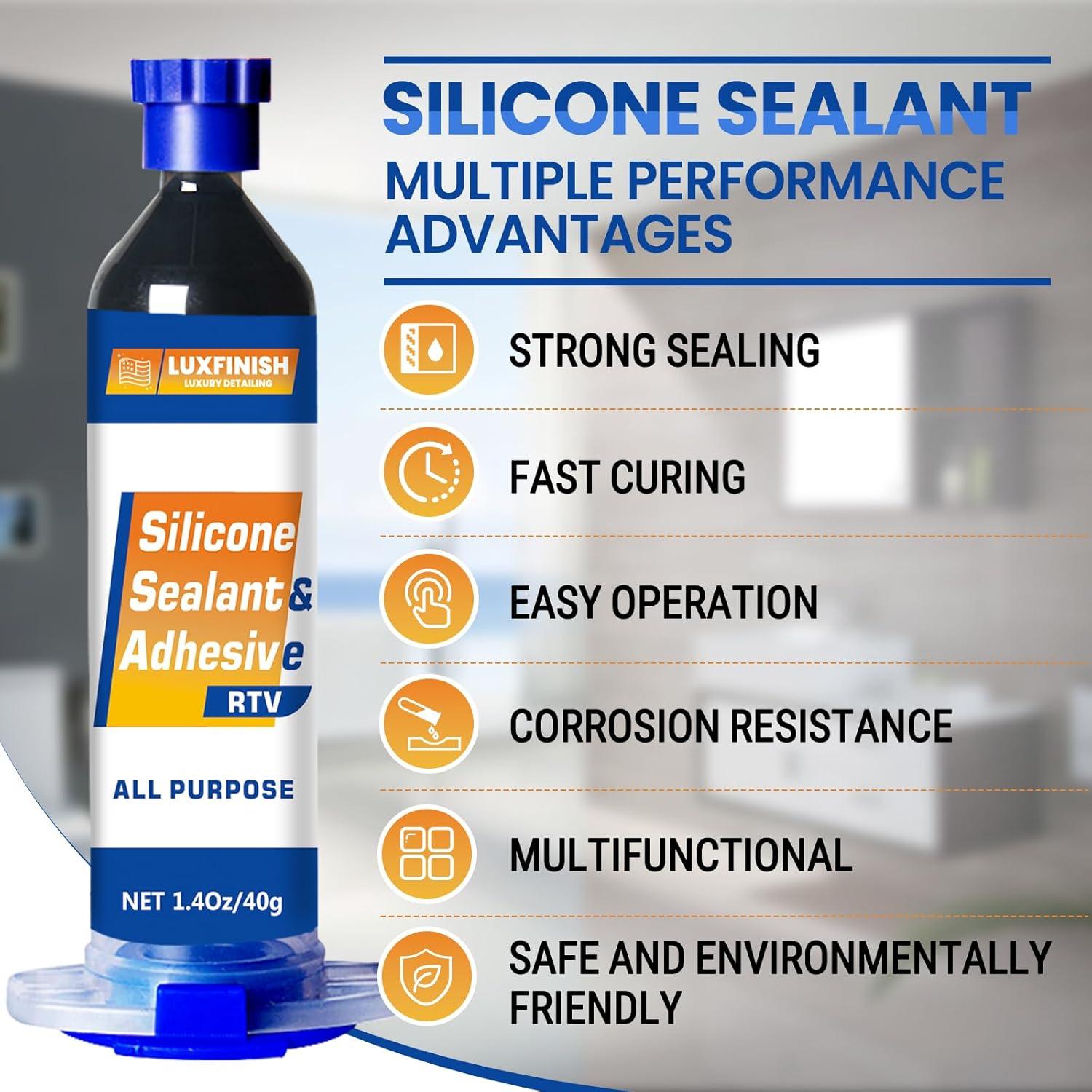 Sellador Adhesivo de Silicona LUXFINISH 100% Impermeable 40g