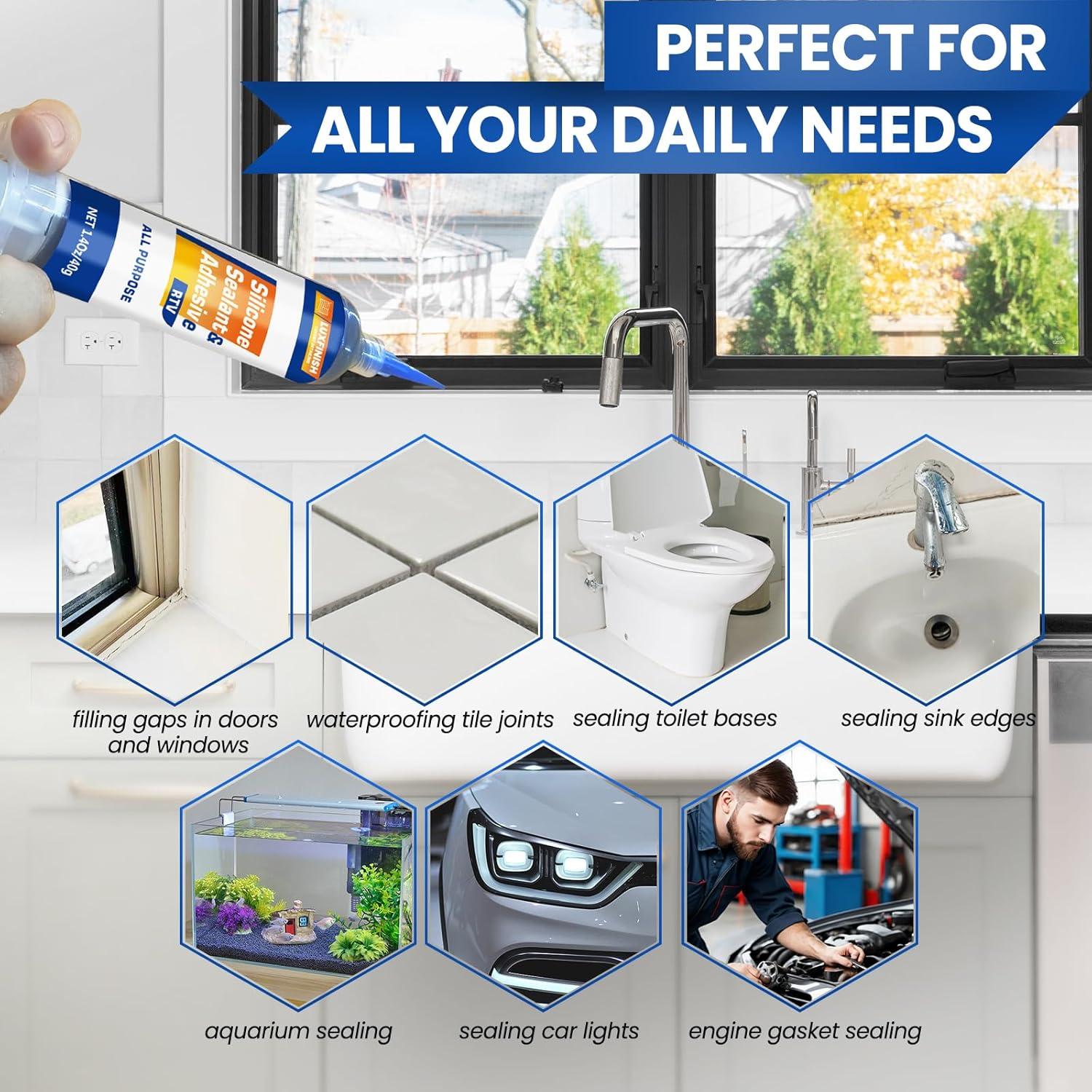 Sellador Adhesivo de Silicona LUXFINISH 100% Impermeable 40g