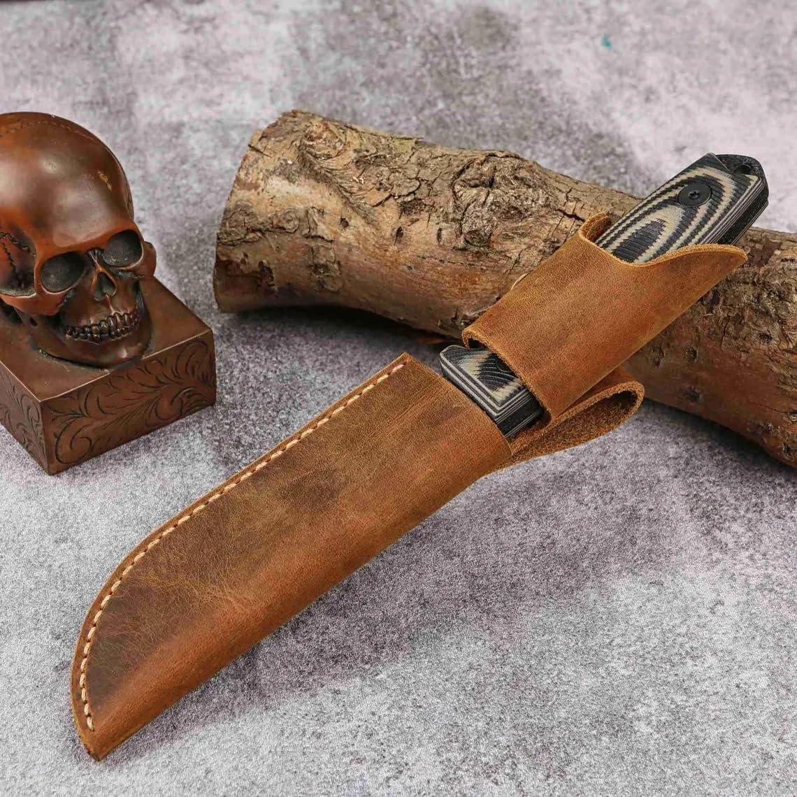 Funda de cuero ESEE 4 hecha a mano vertical resistente