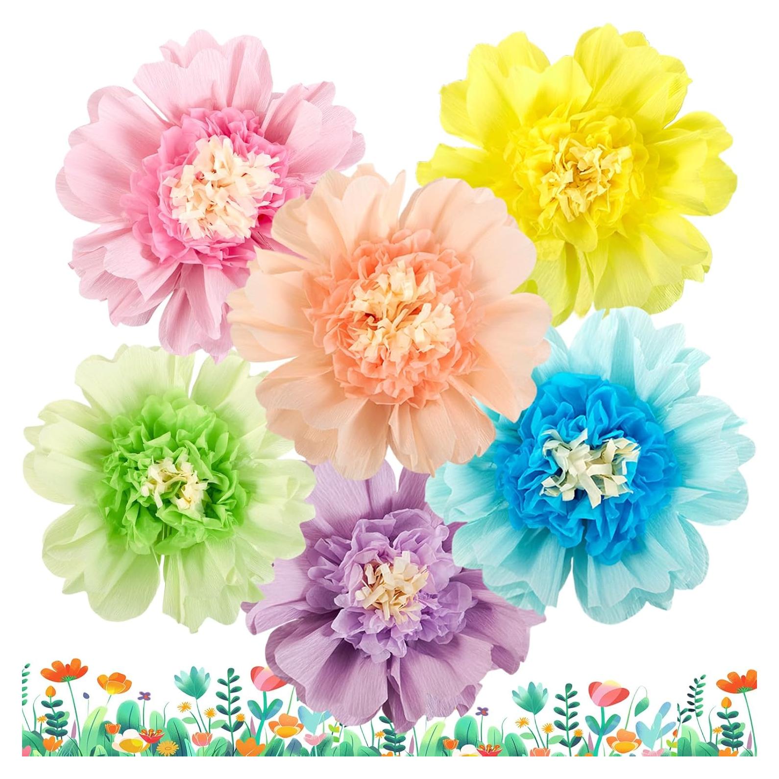 Decoraciones de Flores de Papel SUNBEAUTY 6 PCS Pastel 30.48 cm