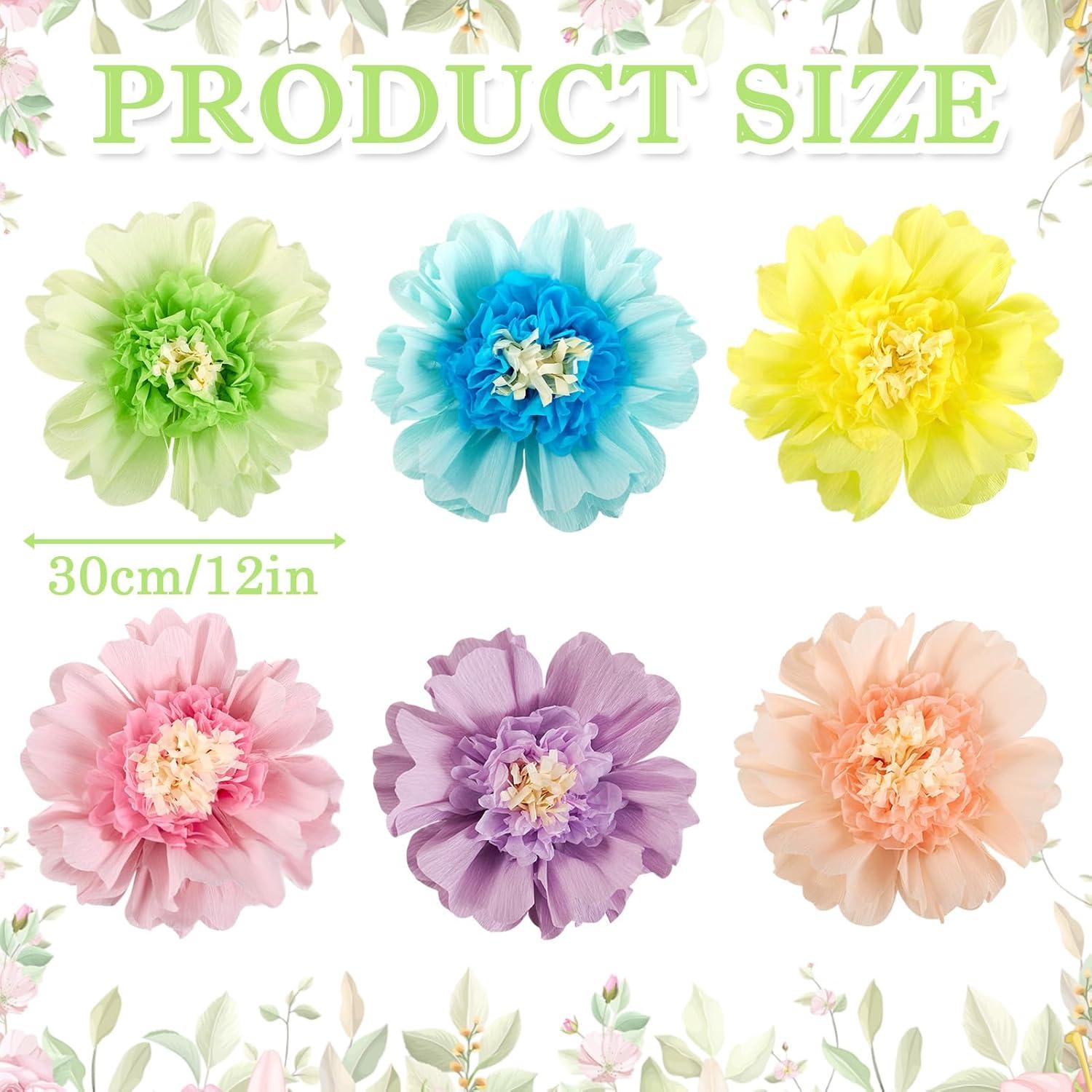 Decoraciones de Flores de Papel SUNBEAUTY 6 PCS Pastel 30.48 cm