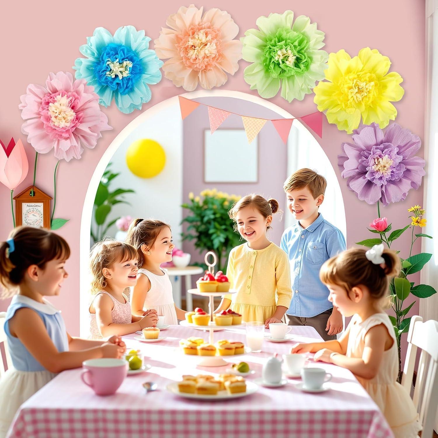 Decoraciones de Flores de Papel SUNBEAUTY 6 PCS Pastel 30.48 cm