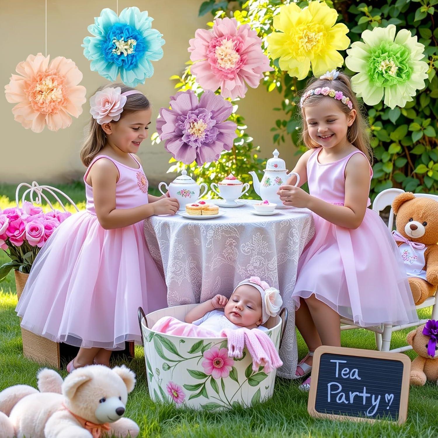 Decoraciones de Flores de Papel SUNBEAUTY 6 PCS Pastel 30.48 cm