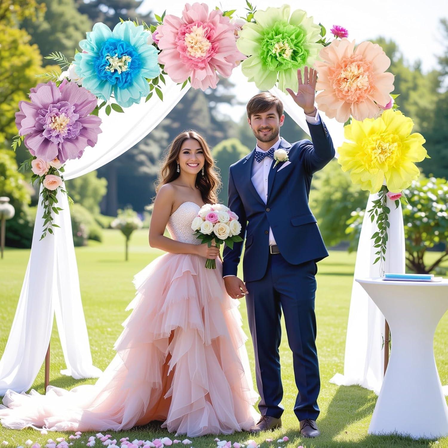 Decoraciones de Flores de Papel SUNBEAUTY 6 PCS Pastel 30.48 cm