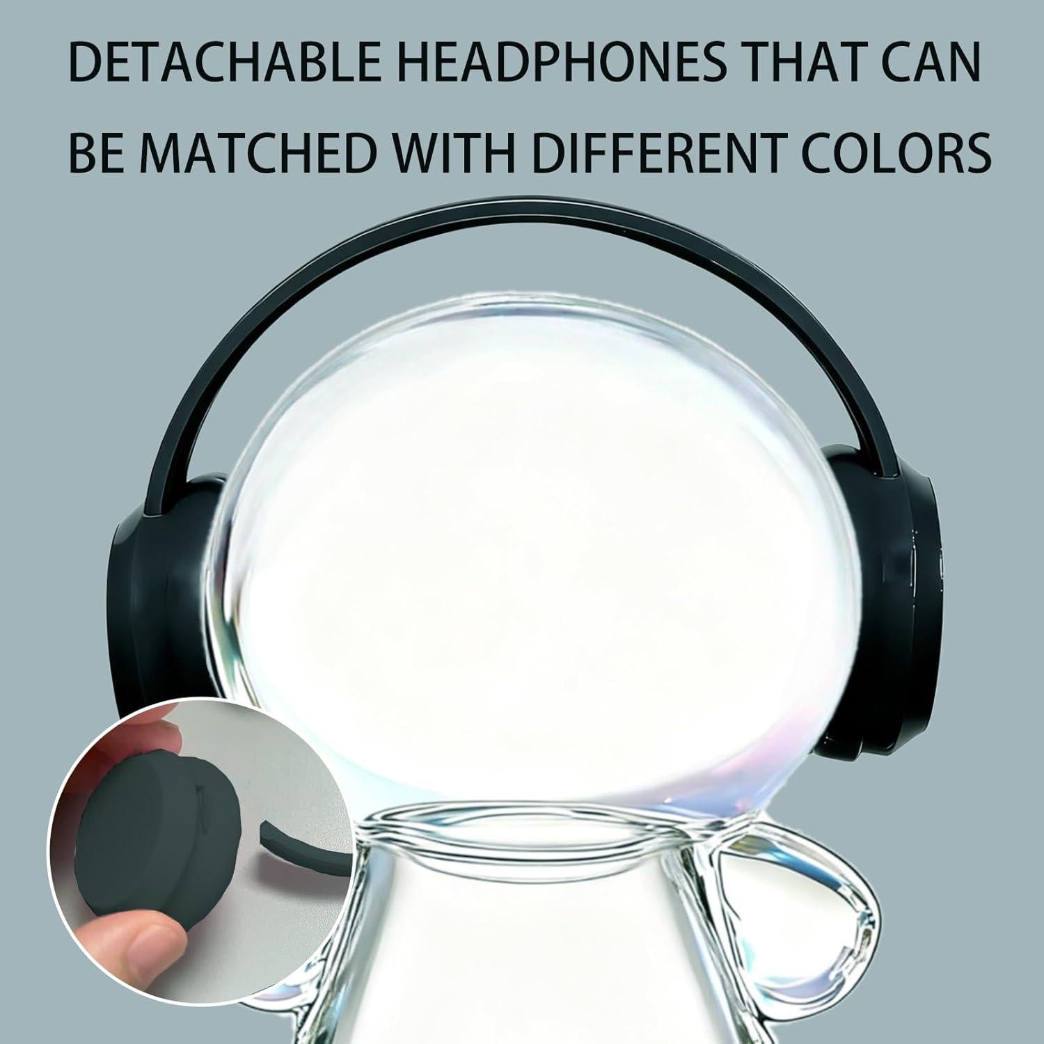 Auriculares Impresos en 3D Labubu para Muñecas 10-17 cm Negros