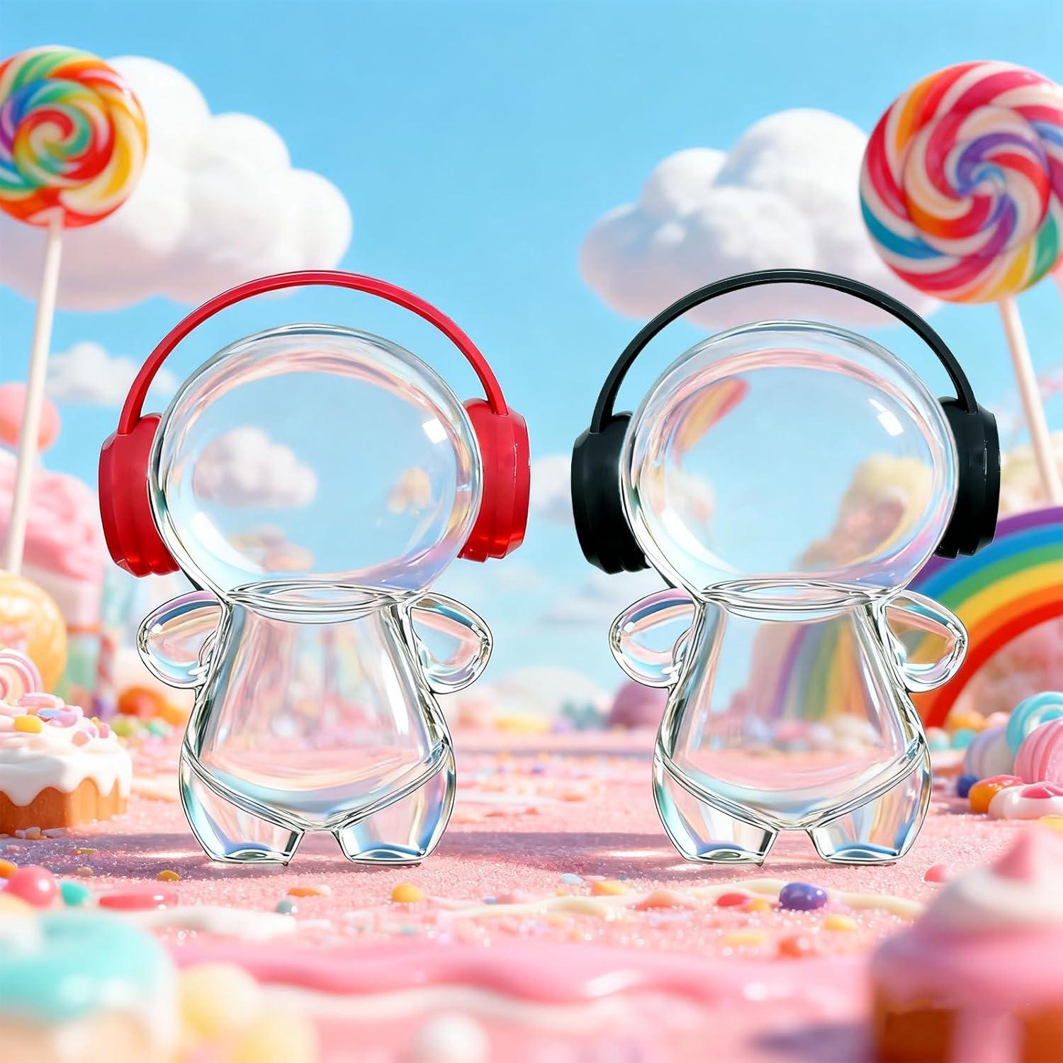 Auriculares Impresos en 3D Labubu para Muñecas 10-17 cm Negros