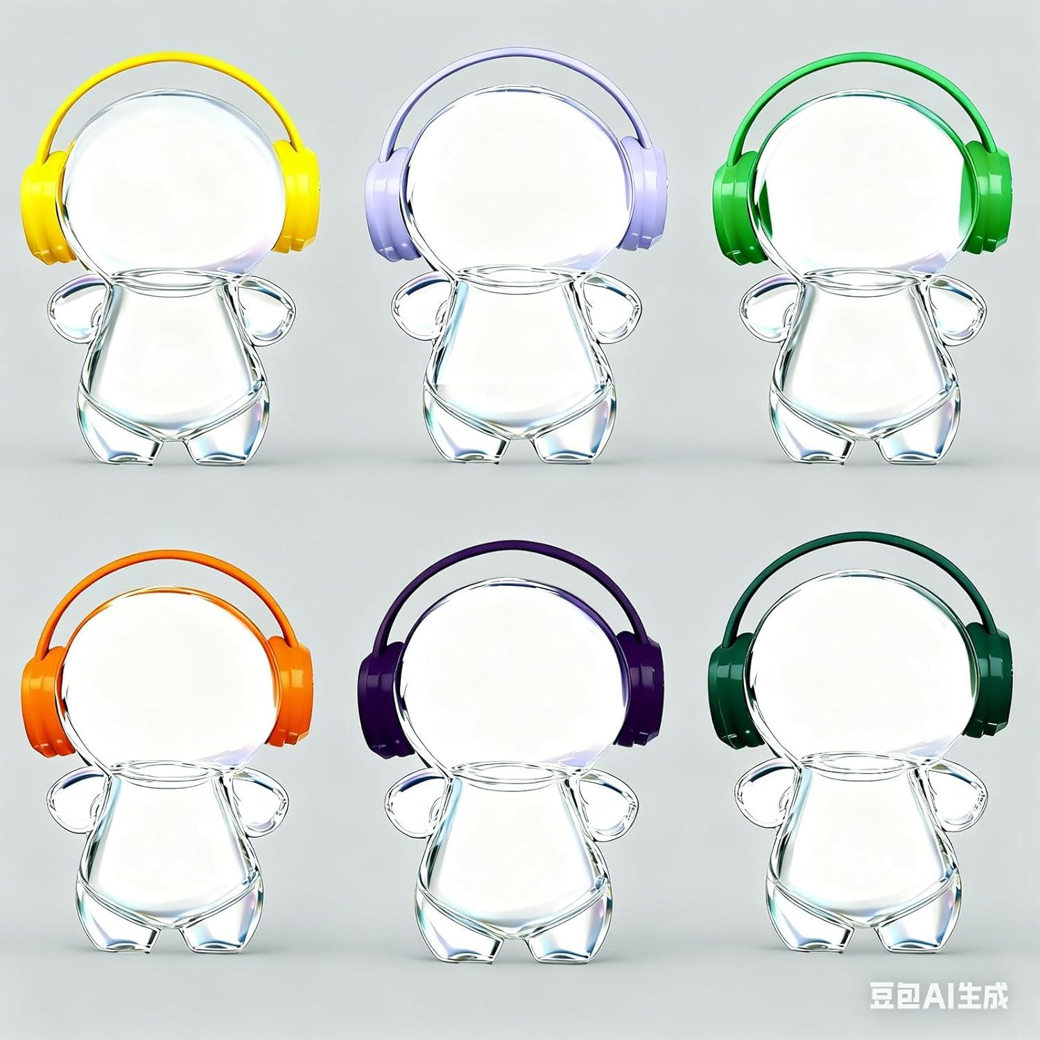 Auriculares Impresos en 3D Labubu para Muñecas 10-17 cm Negros