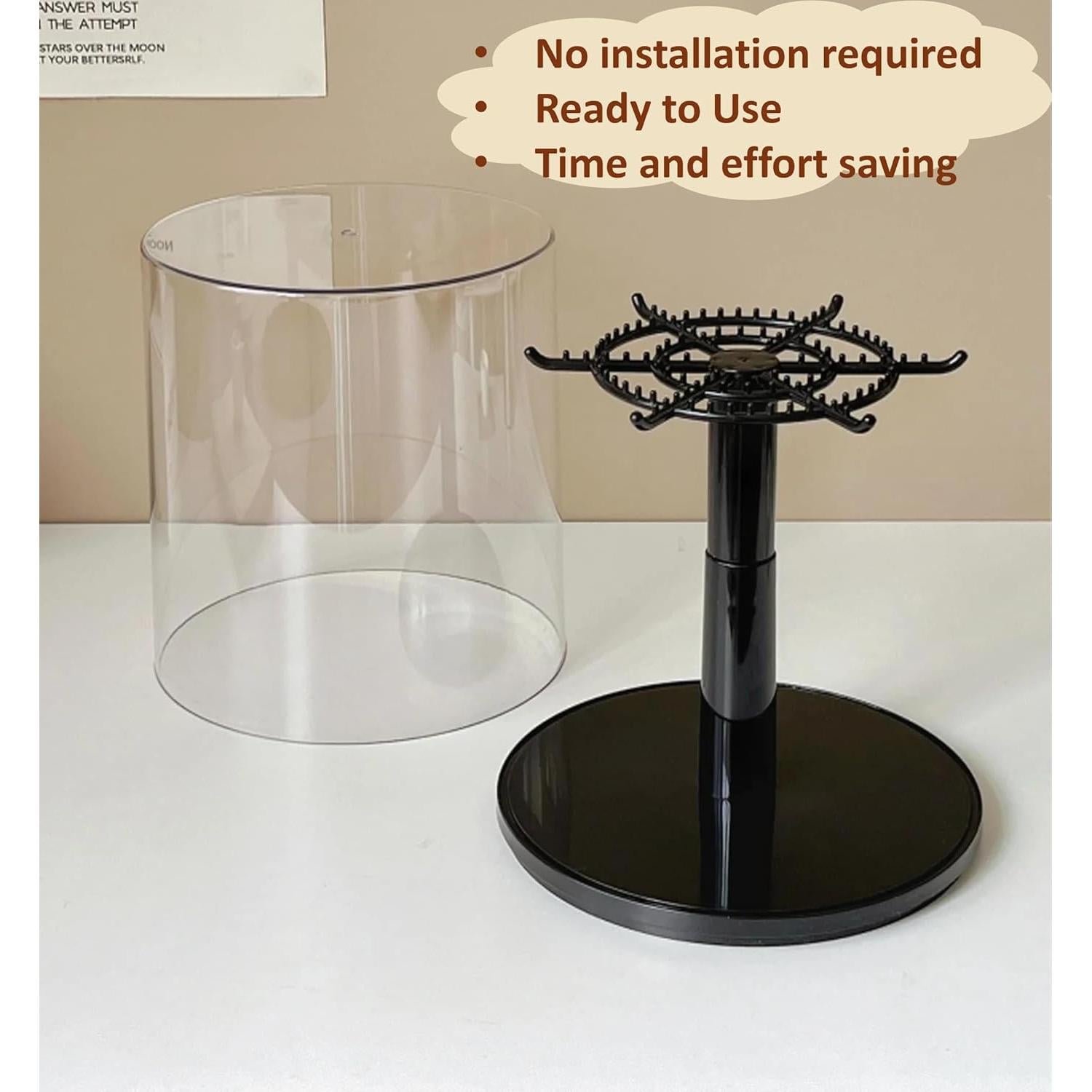 Caja de Exhibición Rotativa Transparente Genérico 25.7cm Negro