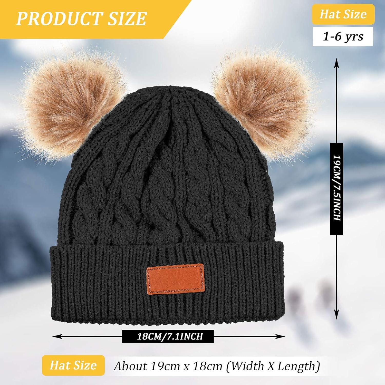 Gorras de Invierno para Niños Geyoga - 3 Piezas con Pompones