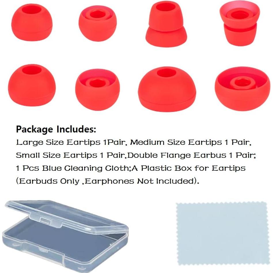 Replacement Earbud Tips Silicone Earbuds Set Compatible with Beats Dr. Dre Powerbeats 1.0, Powerbeats 2, Powerbeats 3 Wireless in-Ear Earphones (4 Pairs/Dark Red)