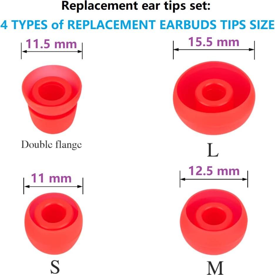 Replacement Earbud Tips Silicone Earbuds Set Compatible with Beats Dr. Dre Powerbeats 1.0, Powerbeats 2, Powerbeats 3 Wireless in-Ear Earphones (4 Pairs/Dark Red)
