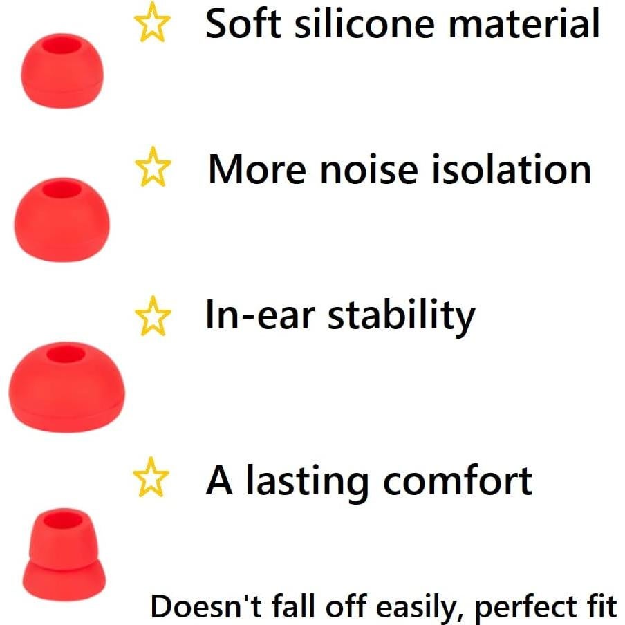 Replacement Earbud Tips Silicone Earbuds Set Compatible with Beats Dr. Dre Powerbeats 1.0, Powerbeats 2, Powerbeats 3 Wireless in-Ear Earphones (4 Pairs/Dark Red)