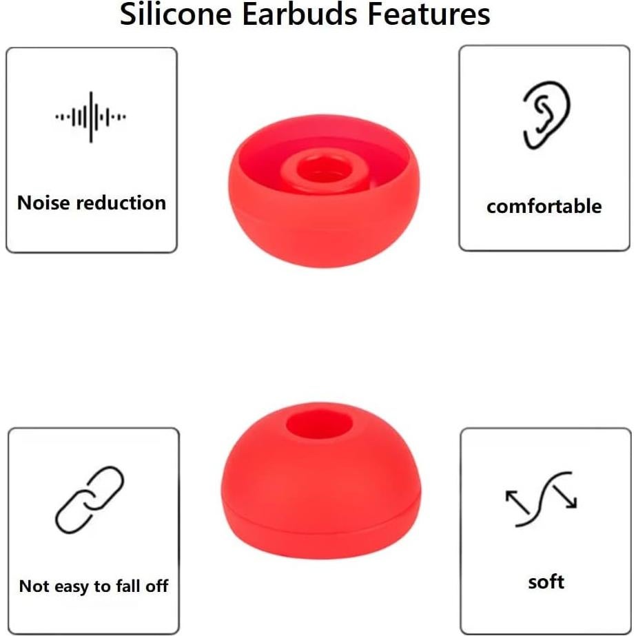 Replacement Earbud Tips Silicone Earbuds Set Compatible with Beats Dr. Dre Powerbeats 1.0, Powerbeats 2, Powerbeats 3 Wireless in-Ear Earphones (4 Pairs/Dark Red)