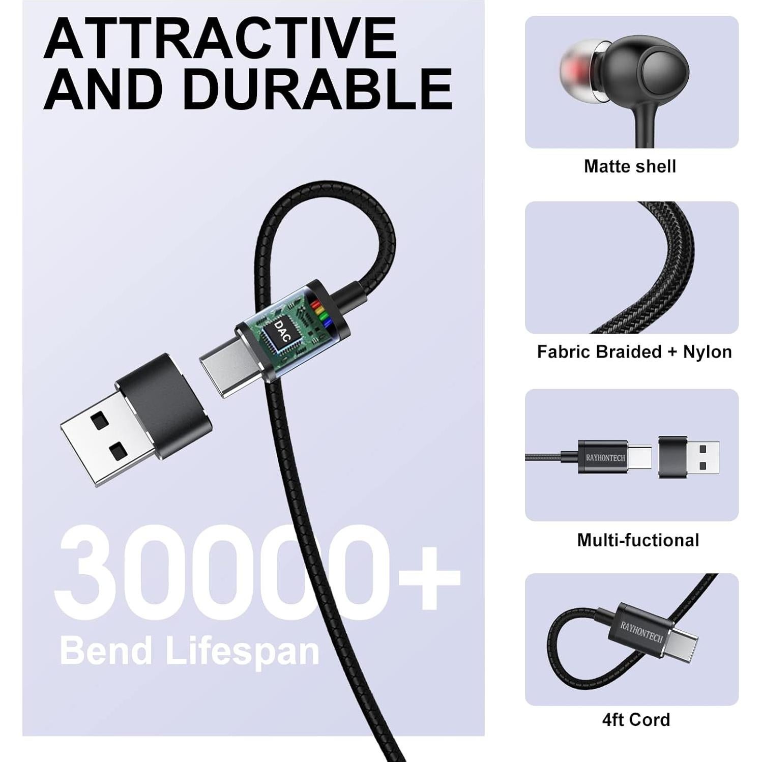 Auriculares USB Tipo C Rayhontech TC-Pro con Micrófono