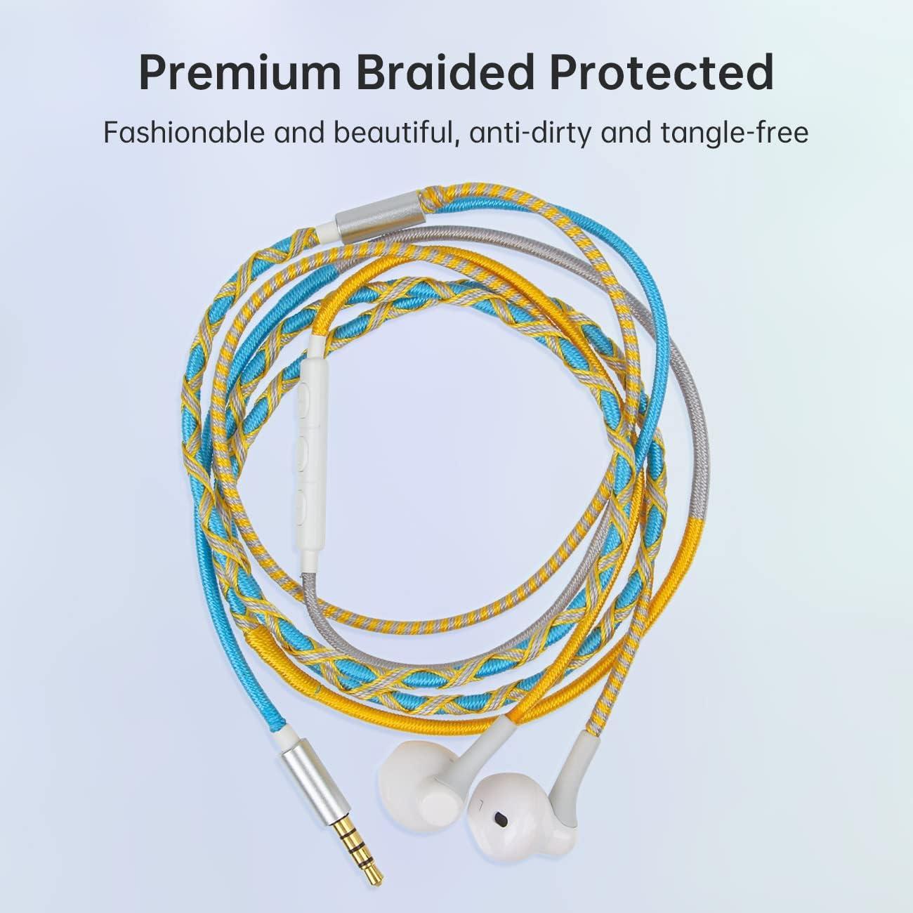 Auriculares In Ear URIZONS MZF07-LB Trenzados Coloridos con Micrófono