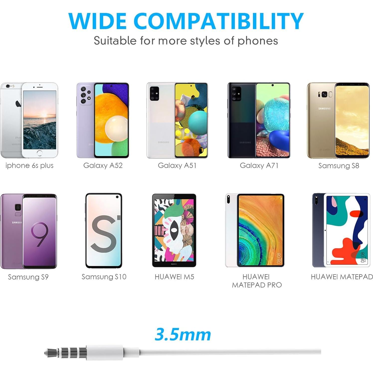 Auriculares con Cable 3.5mm Nimizo - Paquete de 2, Control Volumen