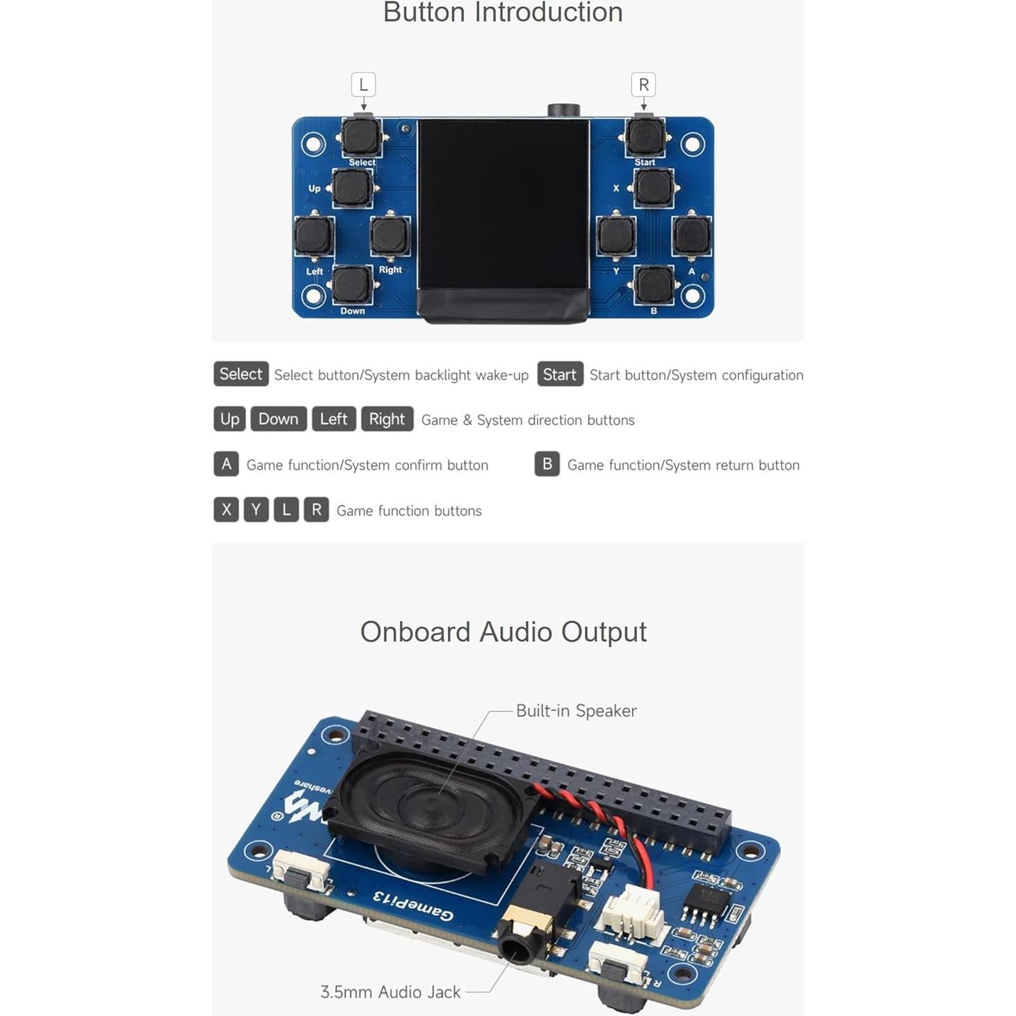 Consola de Juego LCD 1.3" GamePi13 para Raspberry Pi ST7789