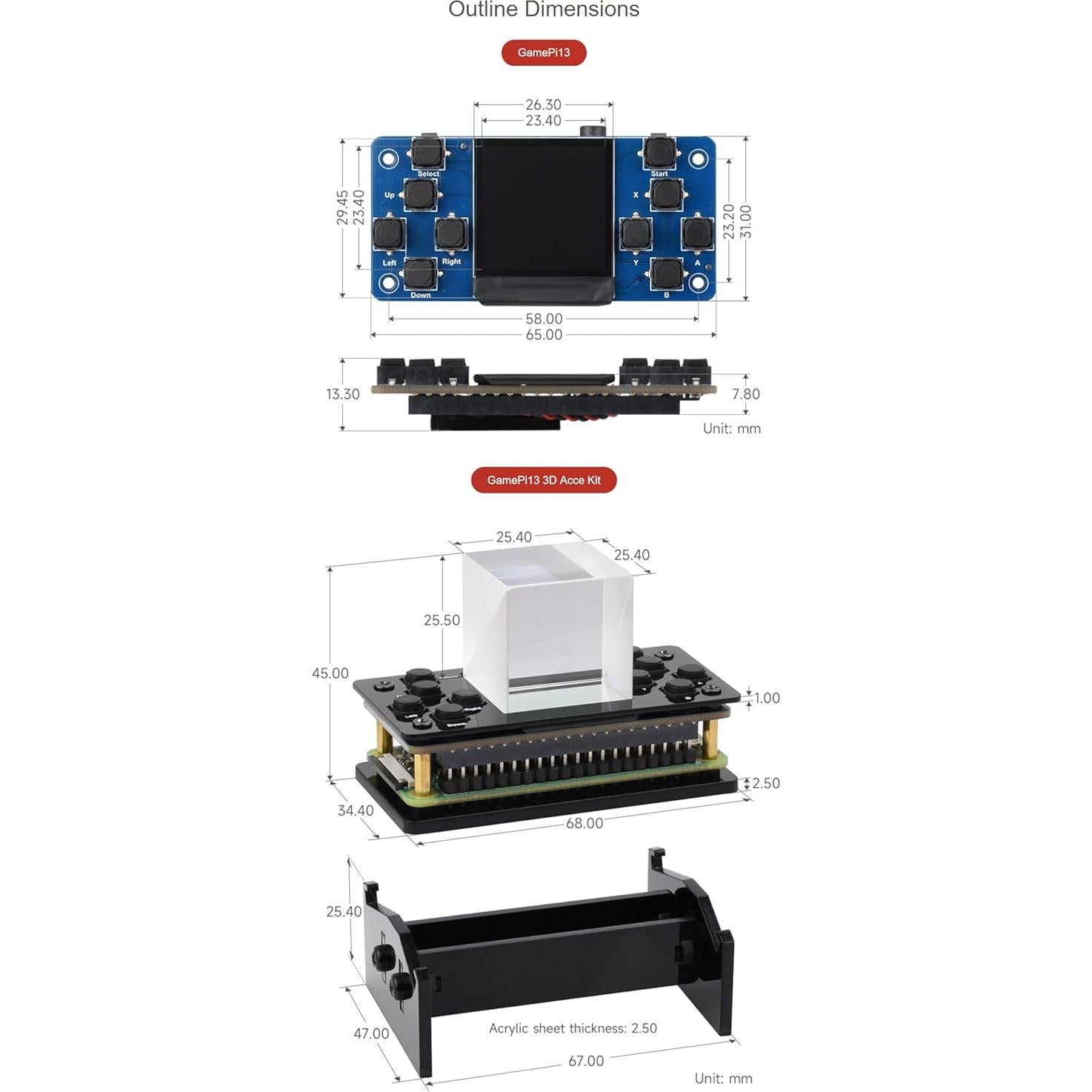 Consola de Juego LCD 1.3" GamePi13 para Raspberry Pi ST7789