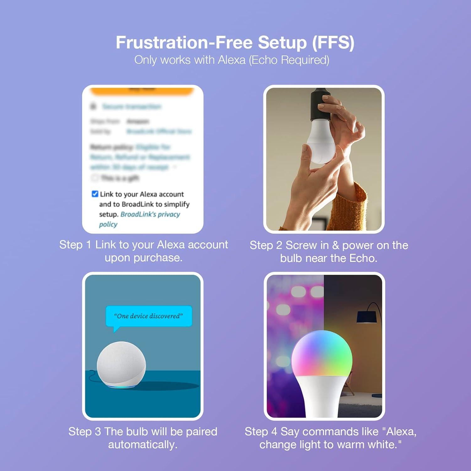 Bombilla Inteligente Broadlink E26 A19 9W 800LM Multicolor