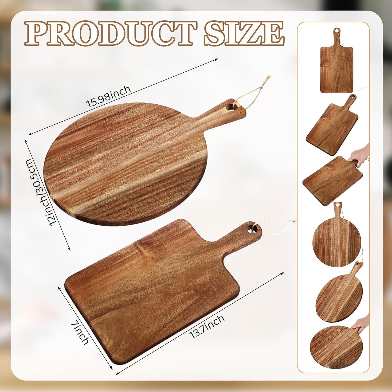 Juego de 2 Tablas de Cortar de Madera de Acacia Hsei 40.64x30.48cm