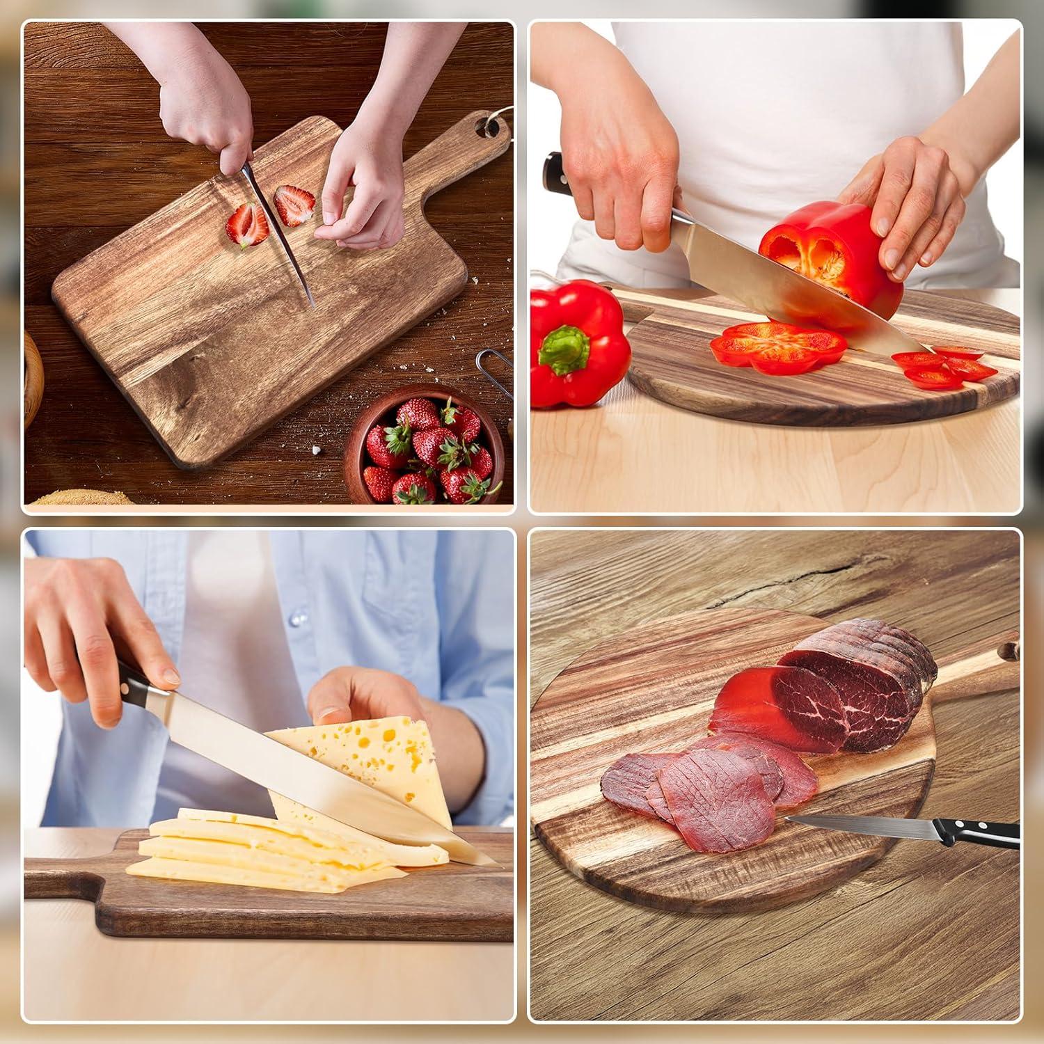 Juego de 2 Tablas de Cortar de Madera de Acacia Hsei 40.64x30.48cm